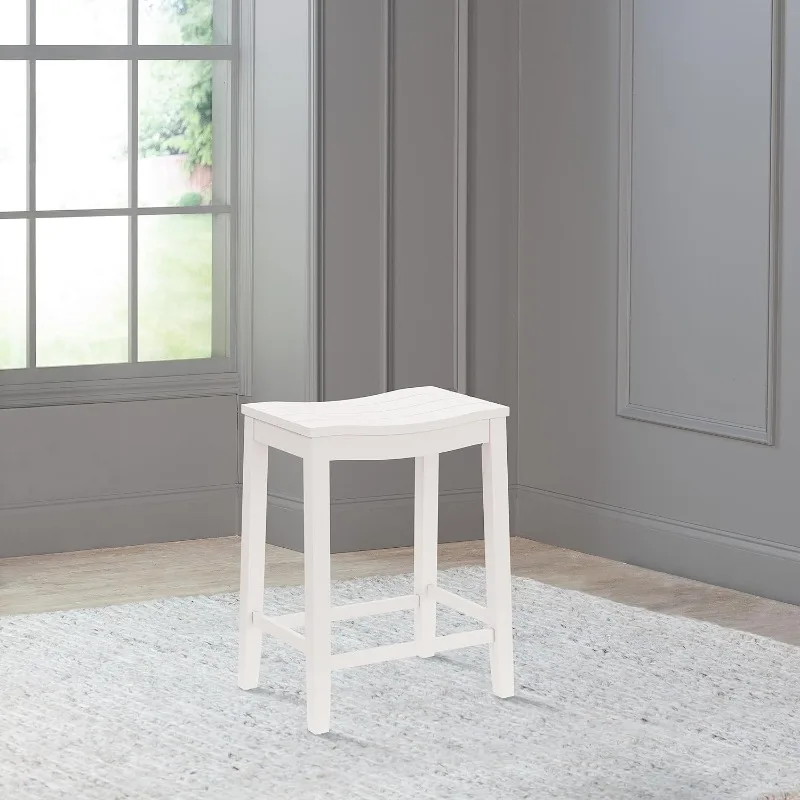 Furniture Fiddler Backless Counter Height Saddle Stool, White