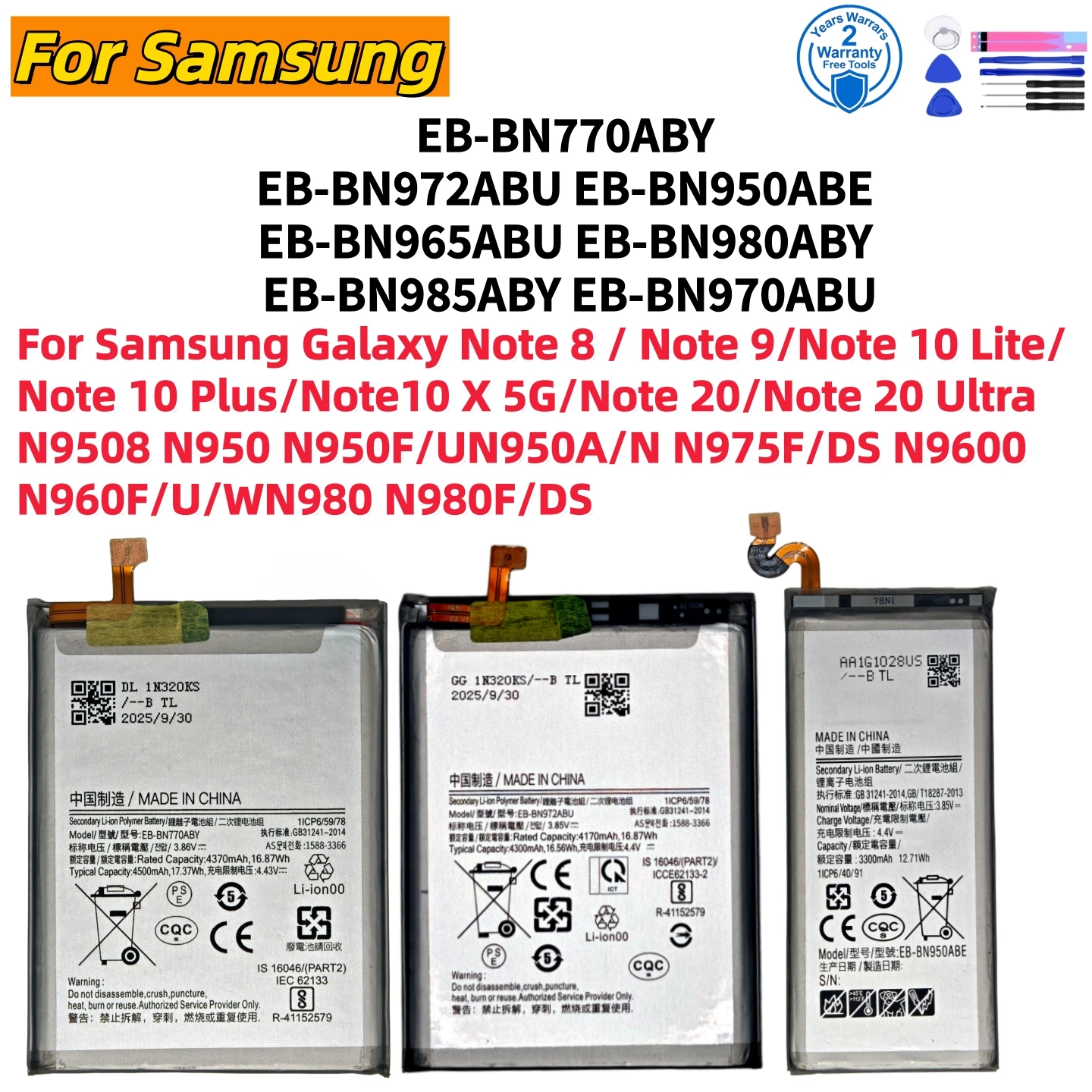 New lithium Battery For Samsung Galaxy Note 10 Lite puls 8 9 20 Ultra 10X 5G N975F N950 N960F N980F Replace the phone Batteries