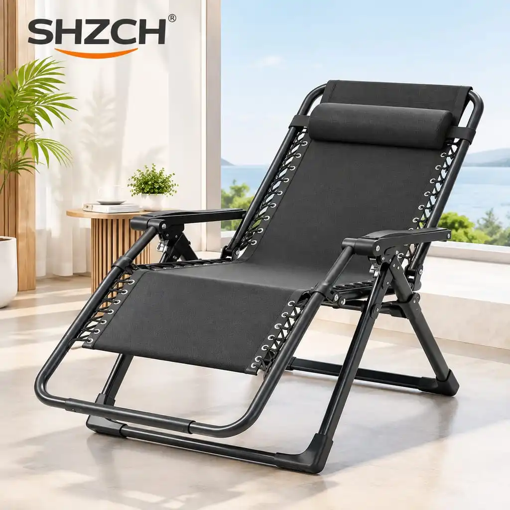 Zero Gravity Recliner Portable Camping Lounge Chair with Cup Holder Trays Adjustable Patio Outdoor Chair Patio Seating