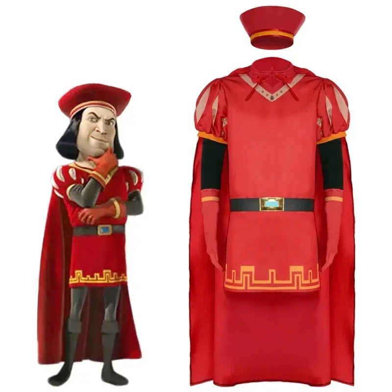 

Костюм для косплея Lord Farquad 2025 12, халат, шляпа, Хэллоуин, карнавал, вечеринка, маскировочные костюмы для взрослых мальчиков, мужские