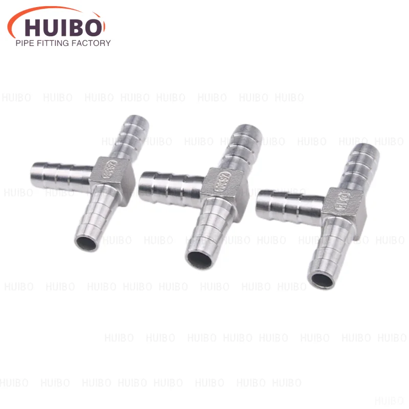 1pcs 304 Stainless Steel T-Shape Tee Barb Hose Fittings 6mm- 32mm Pagoda Plumbing Connector 3 Way Hose Tube Barb Barbed Coupling