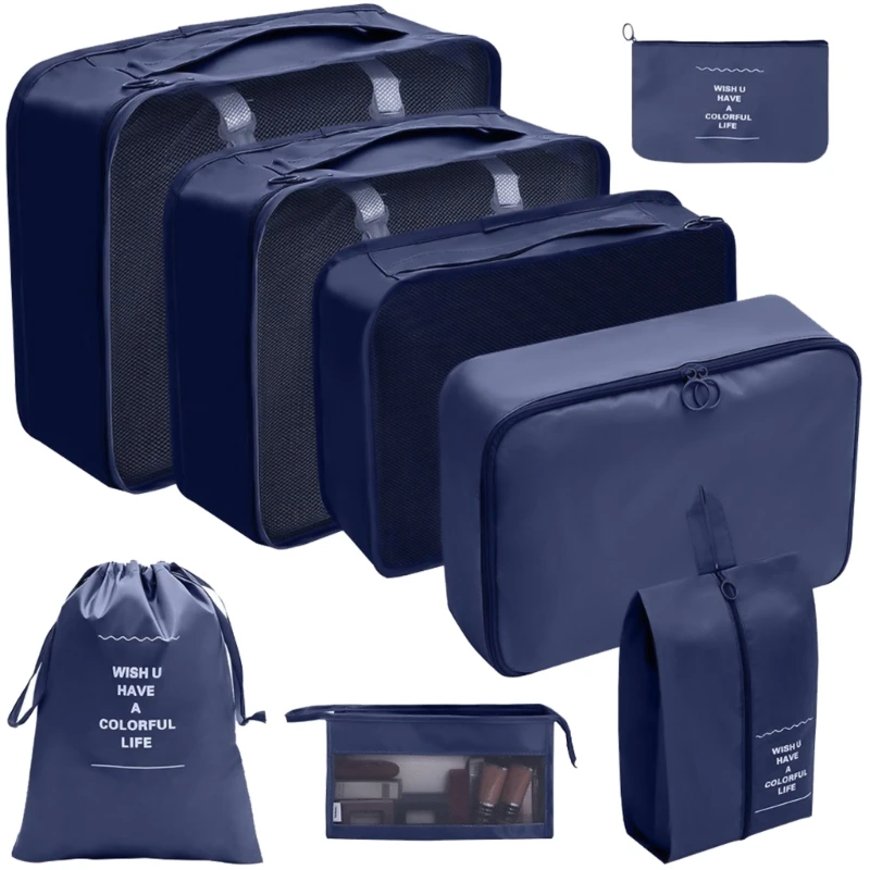 8x/Set Luggage Organiser Set Suitcase Organiser Set Packing Cubes Set Clothes Bag Waterproof Travel Organiser for Travel