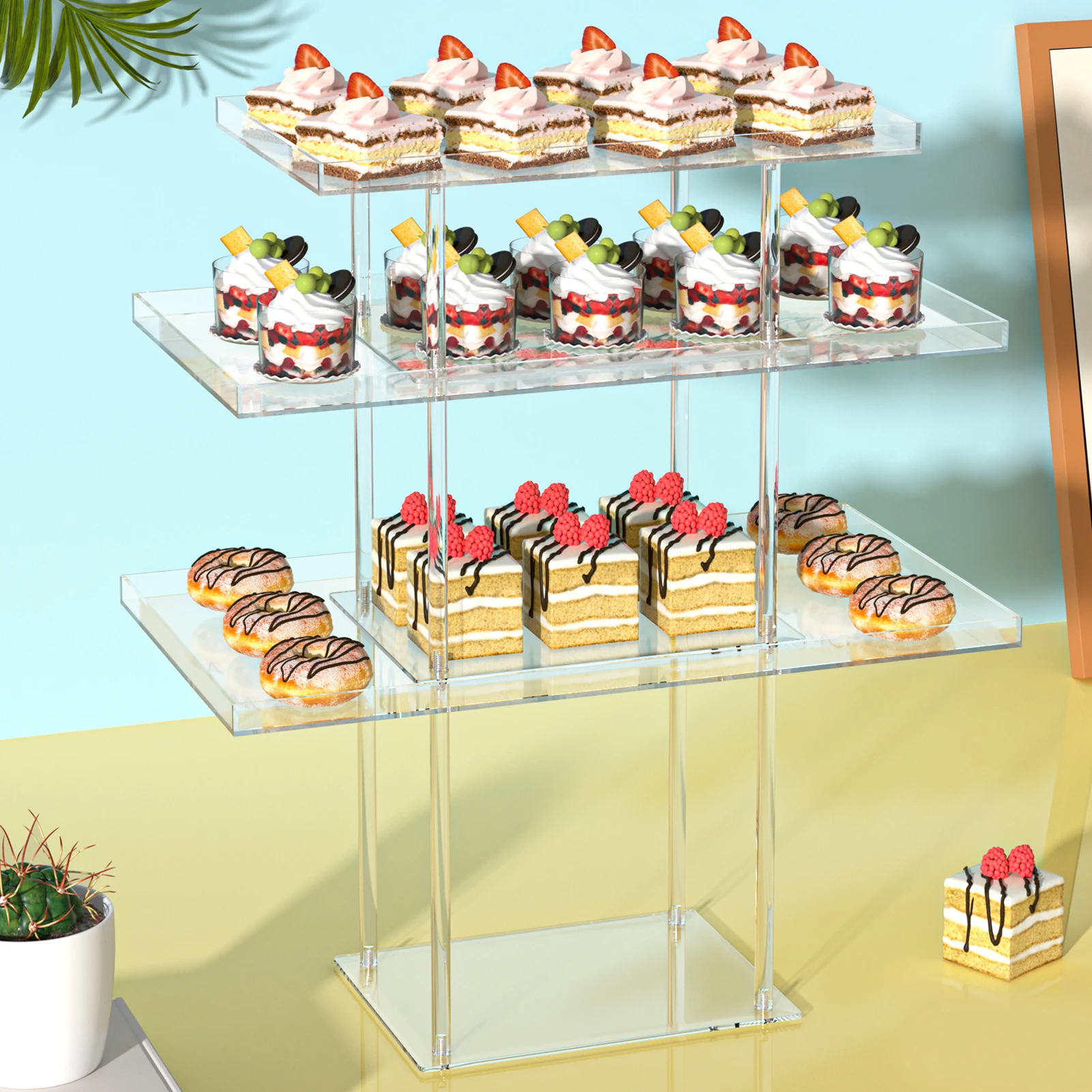 Cupcake Dessert Table Display Set Easy Assembly Versatile Design Transparent Dessert Pastry Food Treat Tier Cookie Dessert Platt