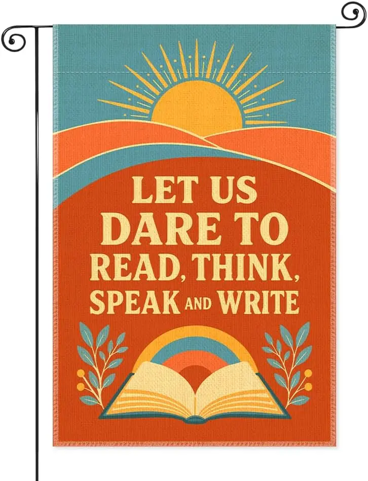 Let Us Dare to Read Garden Flag, Literary Yard Decor for Book Lover bbp
