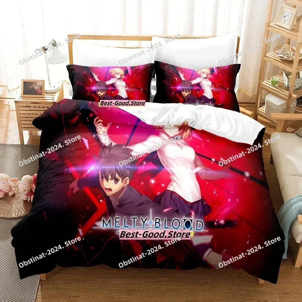 2024 Melty Blood Bedding Set Single Twin Full Queen King Size Bed Set Adult Kid Bedroom Duvetcover Sets Anime Bed Sheet Set
