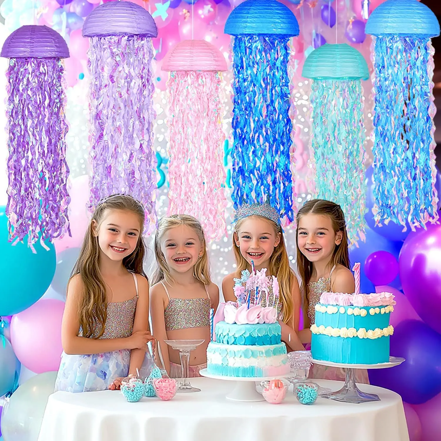 1/3/6pcs Colorful Jellyfish Hanging Lantern For Mermaid Theme Party Under The Sea Ocean Birthday Wedding Party Decorations view 5