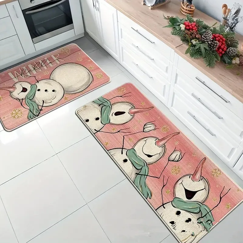 VIKAMA Modern fashion Santa Claus Snowman floor mat kitchen floor mat Christmas holiday decoration floor mat non-slip door mat