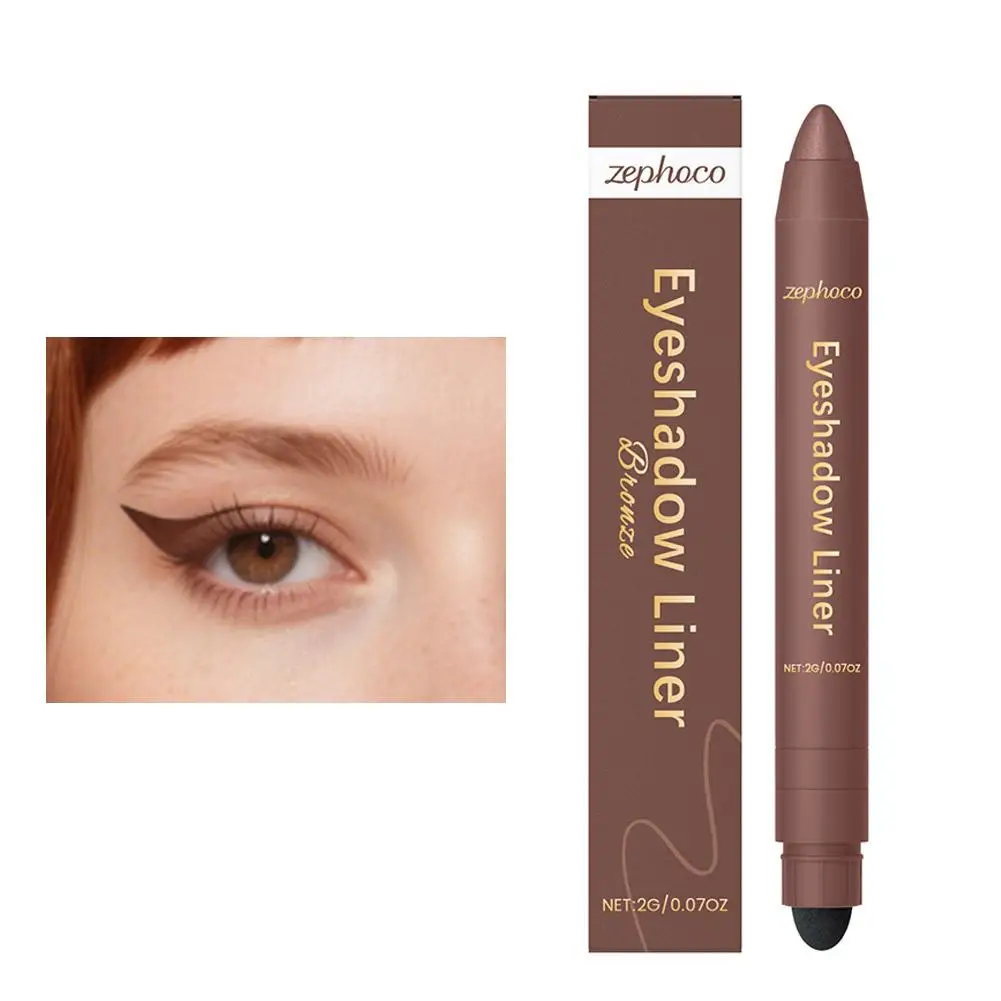 محدد عيون 2 في 1 حريري ناعم وسريع الجفاف مقاوم للماء ومقاوم للعرق ولا يلطخ بطانة ظلال عيون للعين الدرامية الطبيعية Ma T7P4
