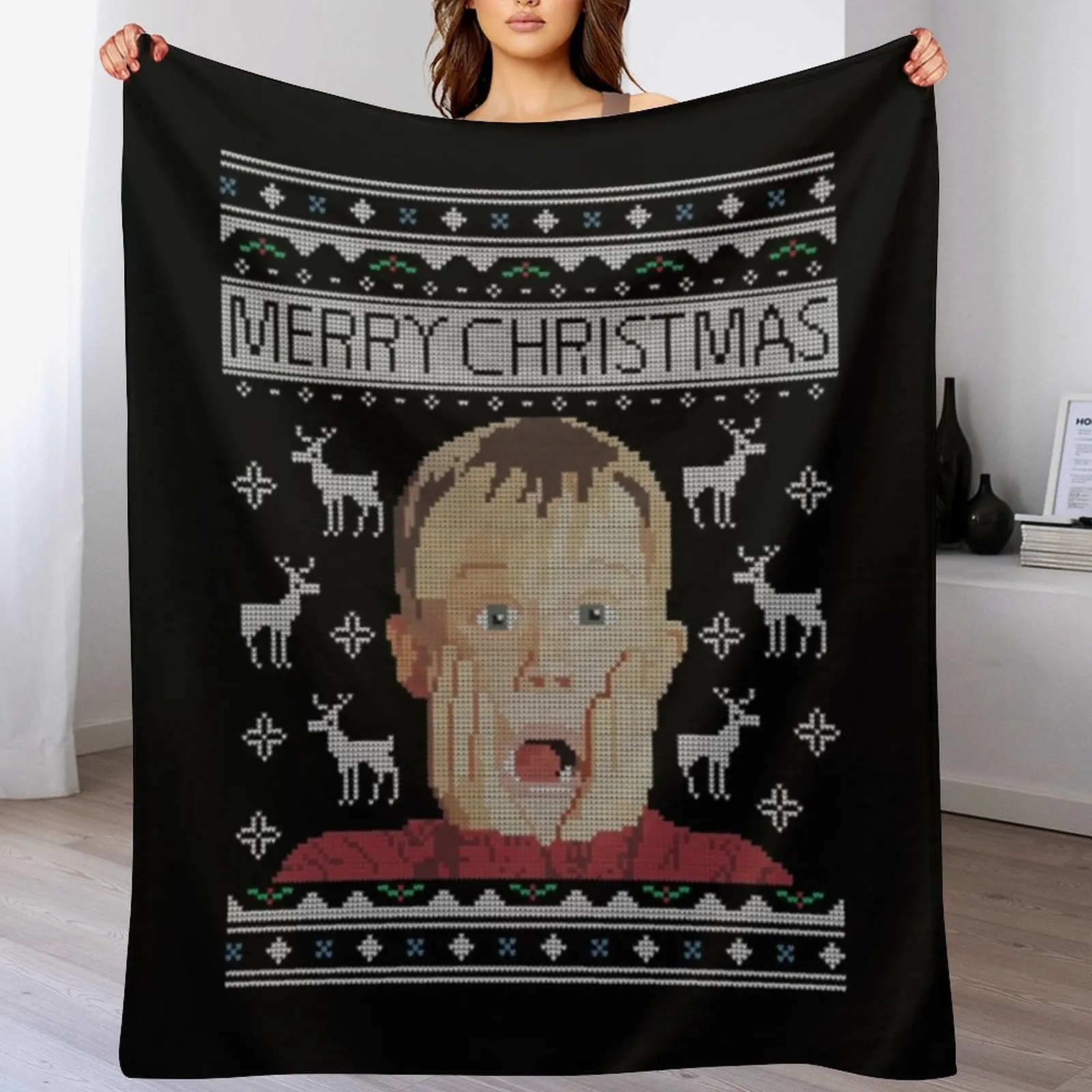Home Alone T-ShirtHome Alone Kevin Christmas Knit Throw Blanket Cozy Throw Blanket for Bed Sofa Chair