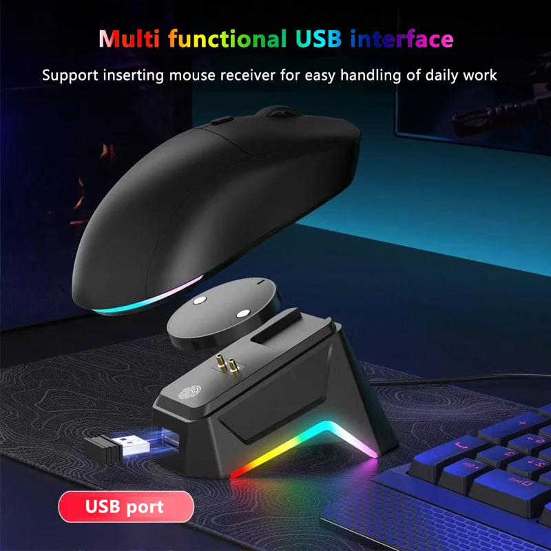 

Warvank ZC-1 Wireless Mouse Magnetic Charging Base Finger Touch RGB Breathing Light Strip For Razer Viper And Logitech Mouse