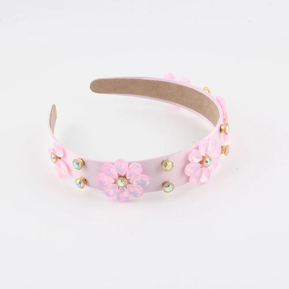Bandeau à fleurs en strass colorés pour femmes, nouvelle mode européenne et américaine, accessoires de cheveux de voyage