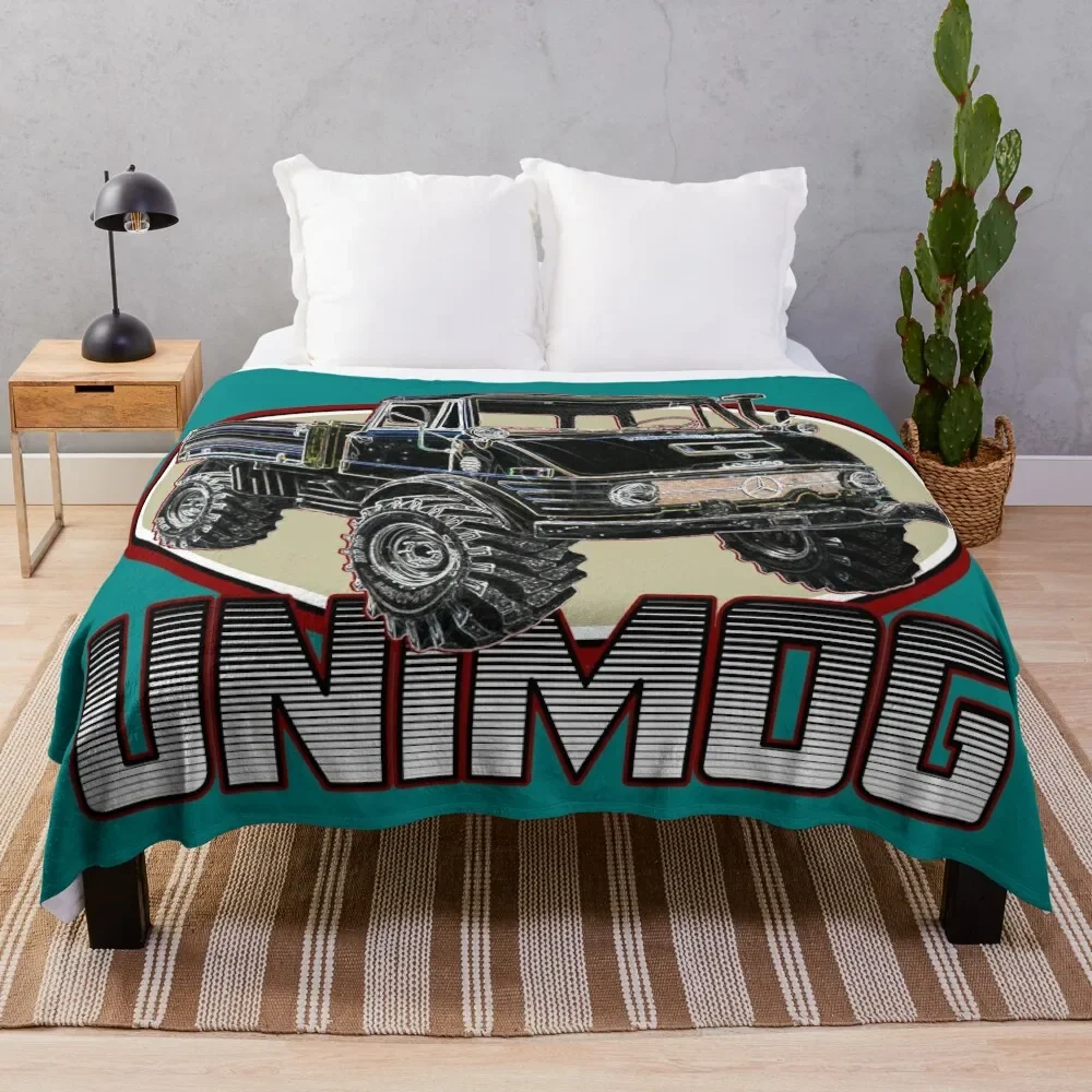 

UNIMOG oldschool (mint background) Throw Blanket Cozy Home Blanket Gift for Christmas Holiday