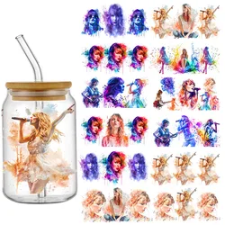 Super Star singer love story UV DTF Transfer Sticker Cup Wraps For16OZ Glass Libbey Can Bottle Selfadhesive Washable DIY Custom