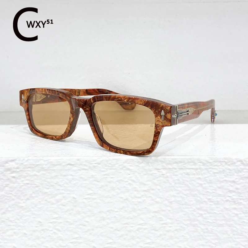 New Luxury Brand Men Designer Handmade Sunglasses KIRWIN Women Personality Retro Square Frame Acetate Tortoise-shell Sunglasses