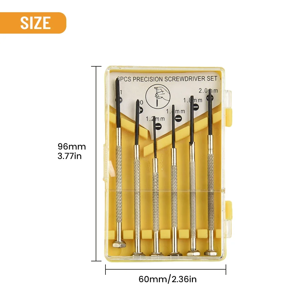 Precision Screwdriver Set para relógios, relógio, óculos, jóias, pequeno parafuso, DIY Tool Kit, Rust Repair, 6 pcs