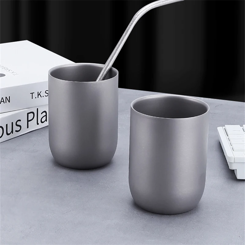 120/240ml Pure Titanium Beer Mug Double-layer Coffee Tea Cup Luxury Camping Water Cups Outdoor High Temperature Resistance Cup