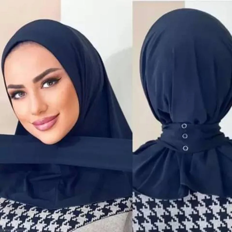 New Modal Muslim Hijab Cap Strap Button Instant Undercap Head Wrap For Women Inner Solid Color Adjustable Elastic Islam Turban