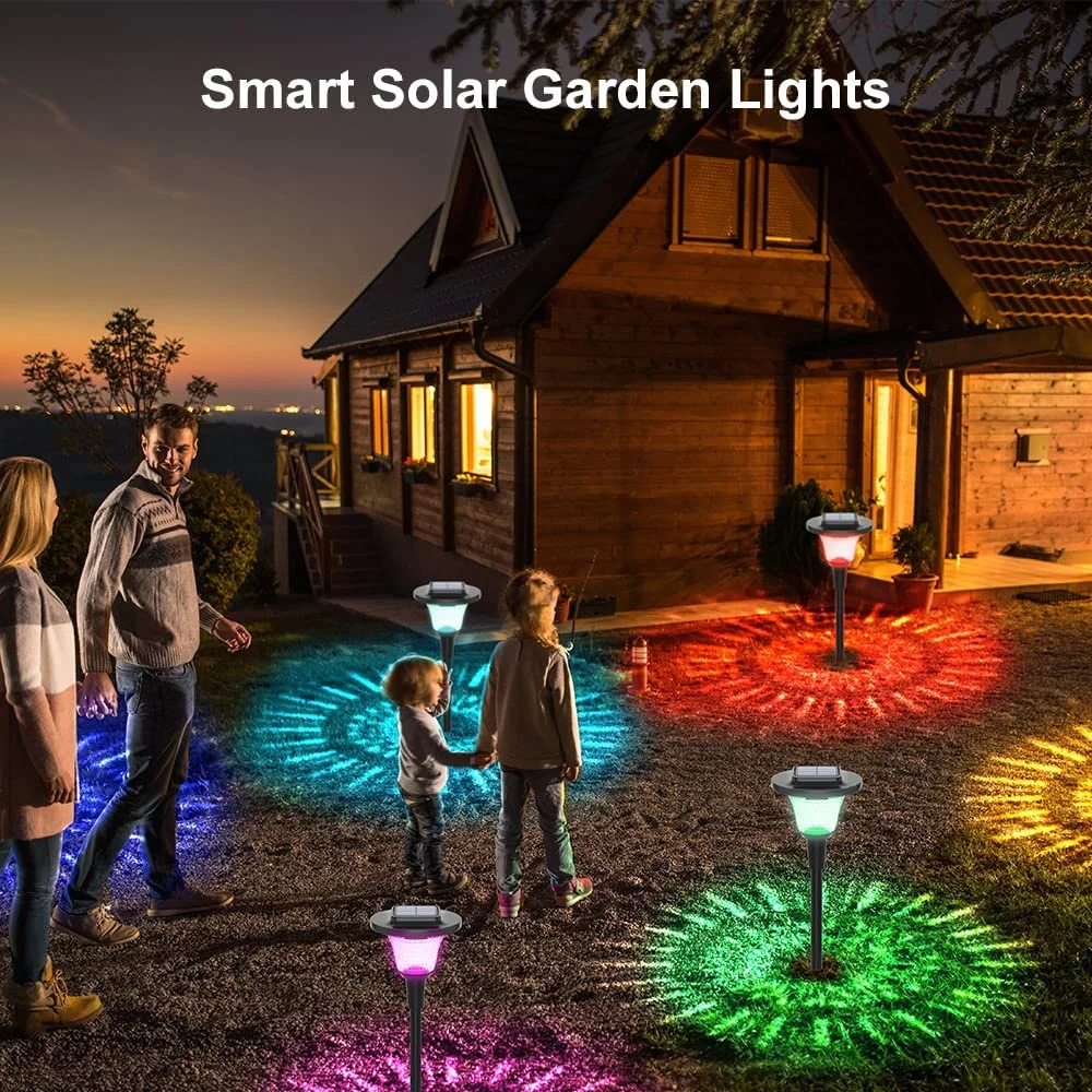 Lampe LED solaire à contrôle par application, imperméable conforme à la norme IP65, luminaire décoratif d'extérieur, idéal pour une pelouse ou un jardin