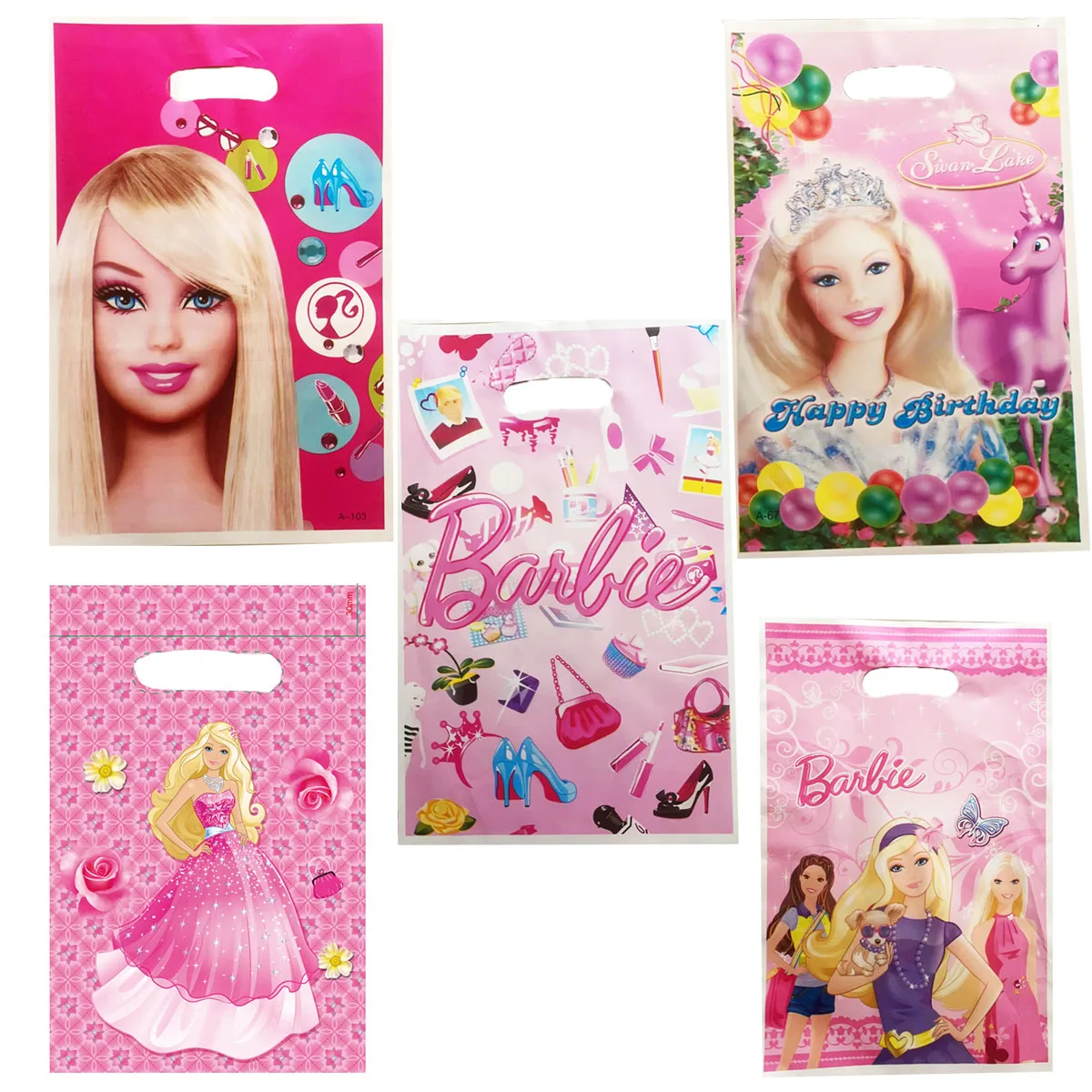 Barbi Girl Theme 10/20/30pcs/lot Kids Girls Favors Happy Birthday Party Gifts Surprise Candy Bags Decorations Loot Bags