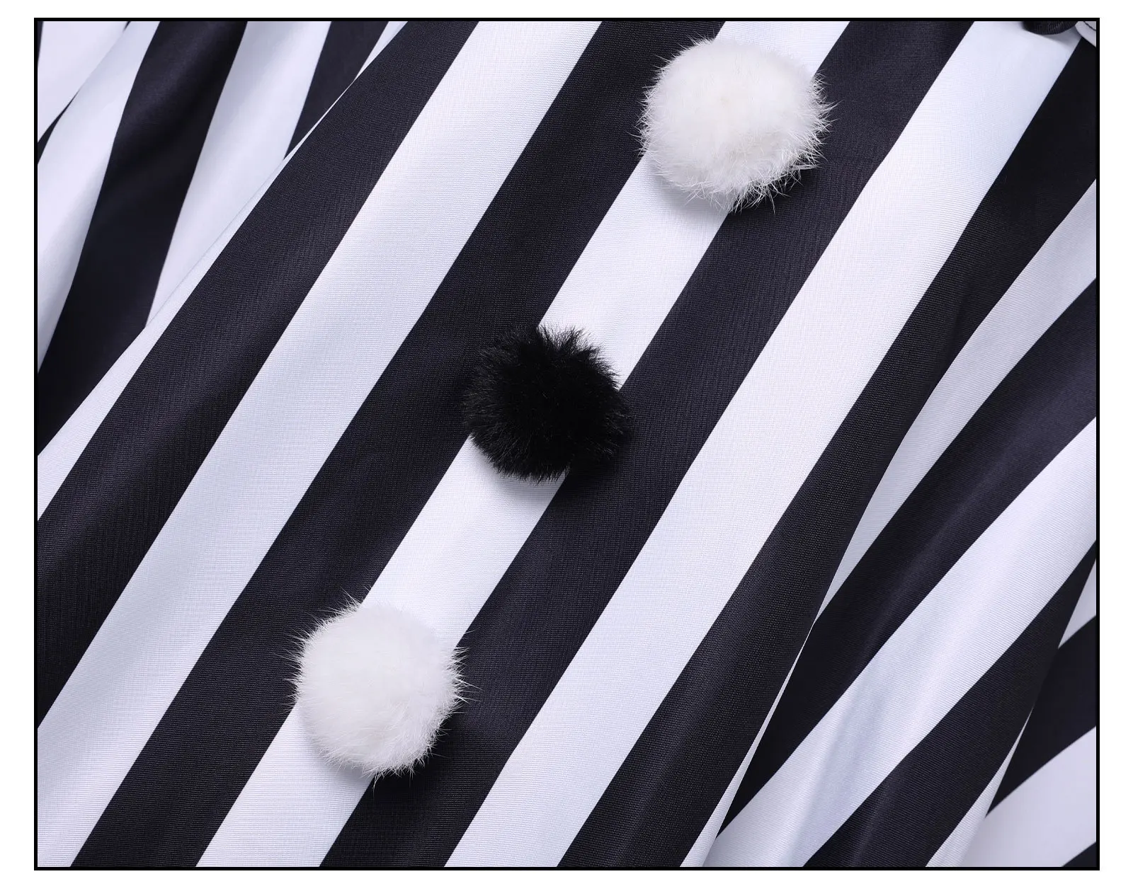Black White Striped Horror Clown Poncho Costume with Pointed Hat Adult Unisex Clown Outfit Carnival Scary Halloween Costume view 6