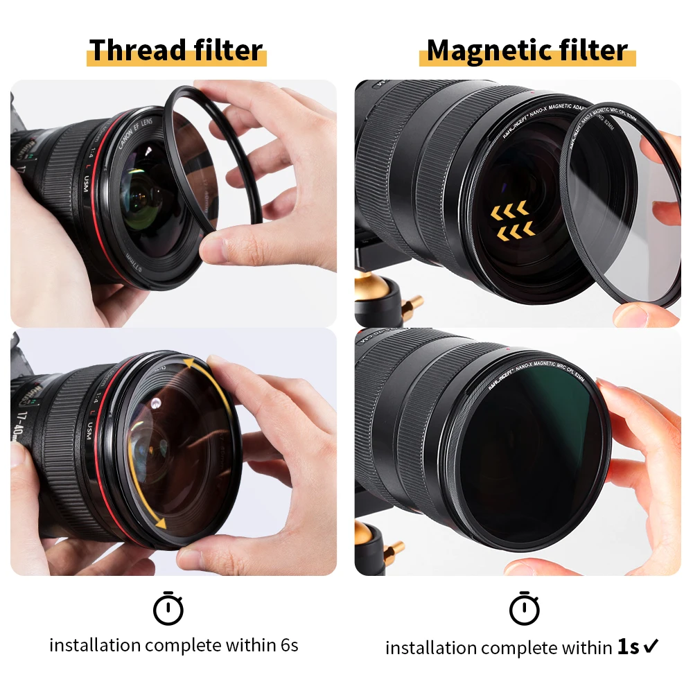 K&F Concept Magnetic Filter Set ND1000 ND Filter CPL Filter MC UV Filter And Magnetic Suction Base 49mm 52mm 67mm 72mm 77mm 82mm