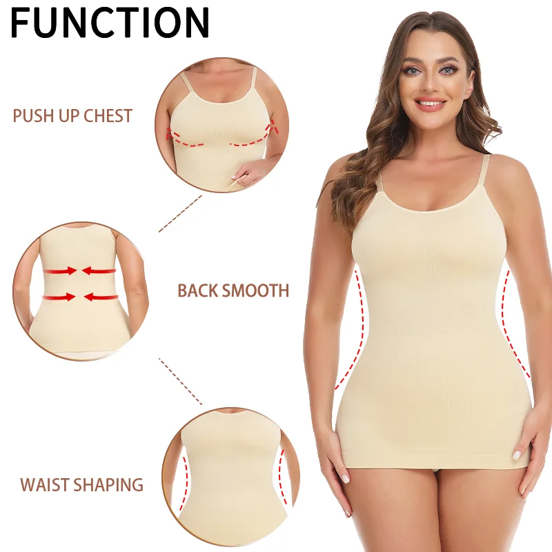 Women Compression Waist Shaping Camisole Bodyshaper Plus Size Slimming Tummy Control Breast Support Tanks Tops Shaper Seamless