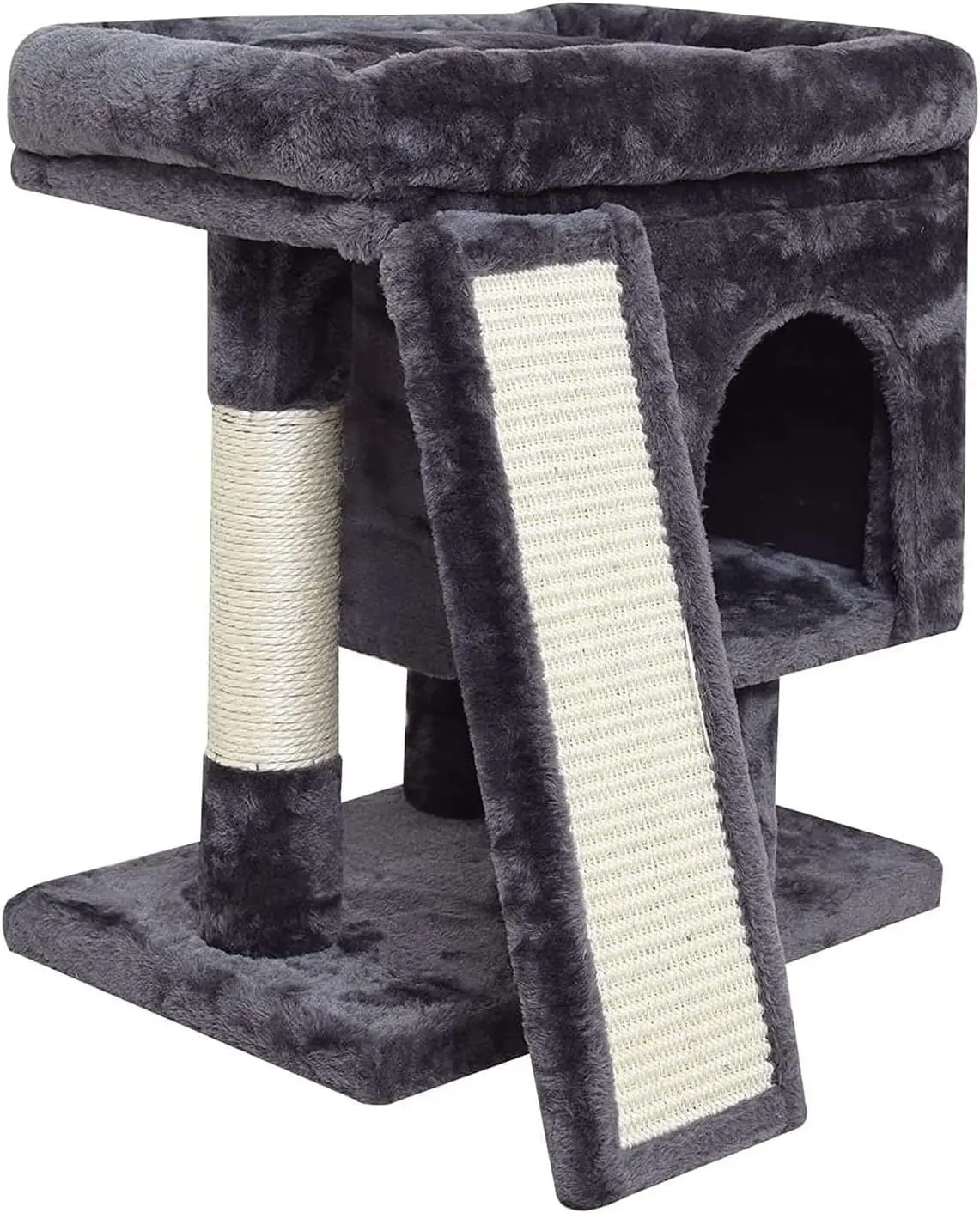 

Small Cat Tree for Indoor Cats Large Adult, Activity Tower with Scratching Post, Modern House with Padded Perch, Kittens