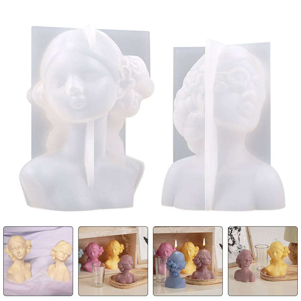 

2 Pcs Mold Making Silicone Molds Scented Unique Aromatherapy for Silica Gel Girl