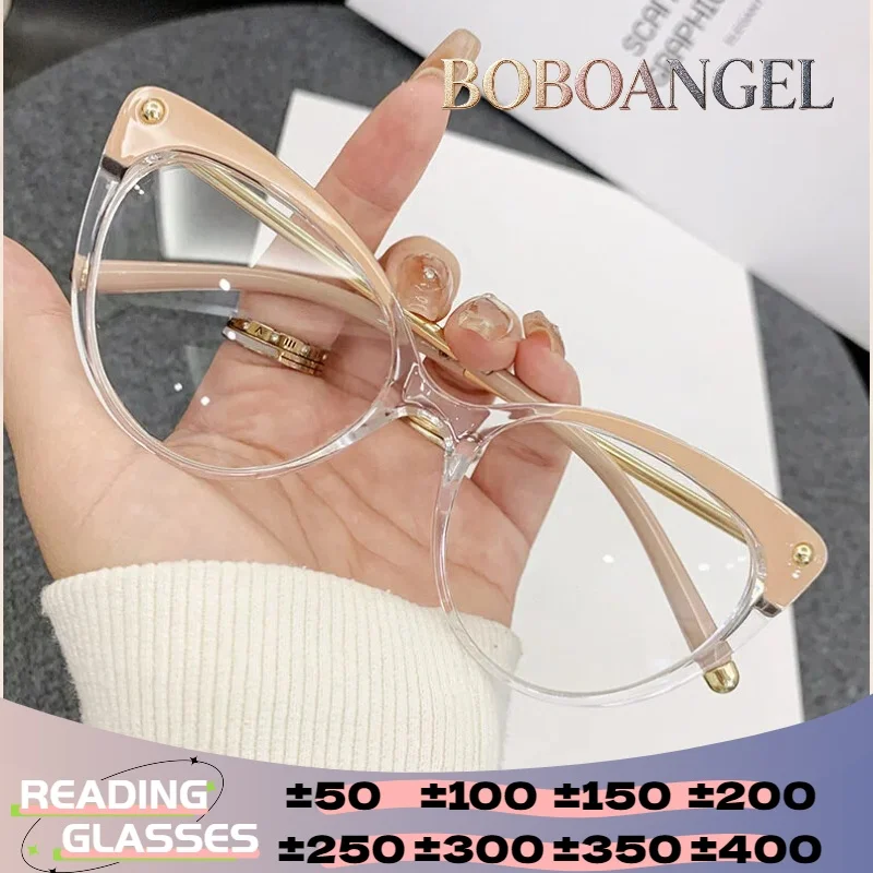 

BOBOANGEL Women TR90 Anti Blue Ray Reading Optical Eyeware Simple Butterfly Cat Eye Frame Myopia Prescription Glasses
