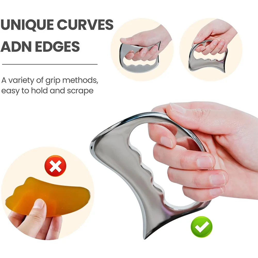 Stainless Steel Gua Sha Scraping Massage Tool Set Muscle Scraper Tool for Back,Leg, Arm, Neck, Shoulder and Whole Body Acupoints