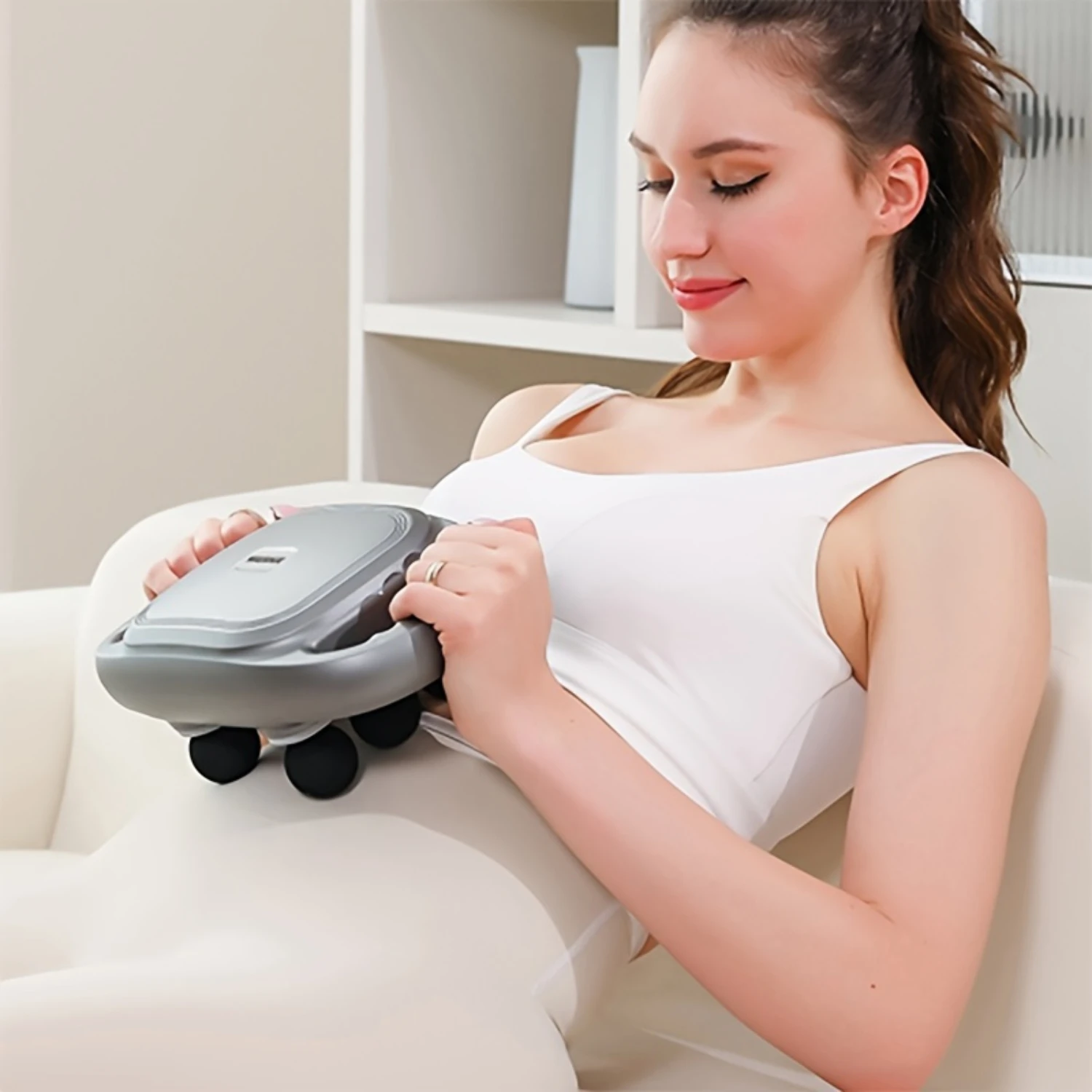 

Пистолет для фасции с 6 головками и ЖК-дисплеем — перезаряжаемый через USB, высокочастотный вибрационный массажер для расслабления мышц всего тела, идеально подходит для талии и B