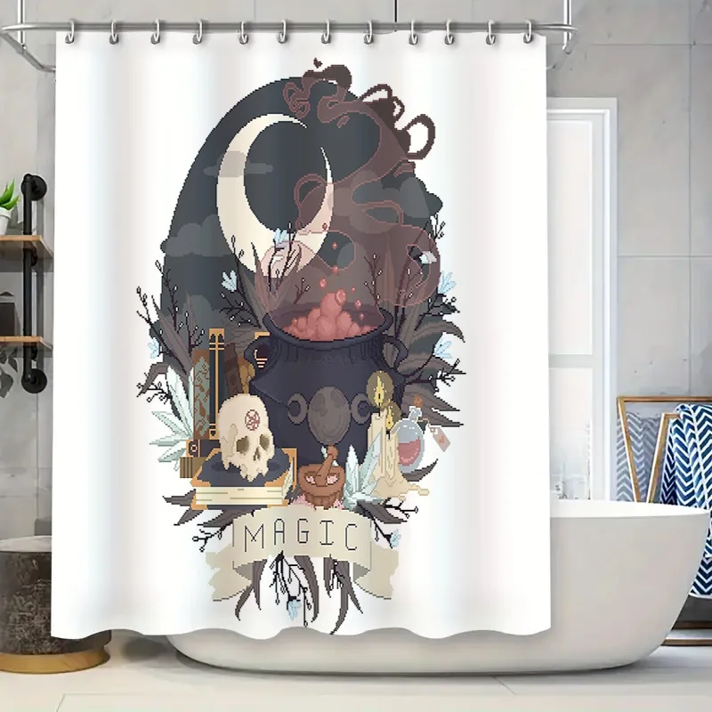 

Готическая занавеска для душа на Хэллоуин, темный академический декор ведьмы, жуткий домашний декор, гобелен из макабре, эфирная эстетическая перегородка для комнаты