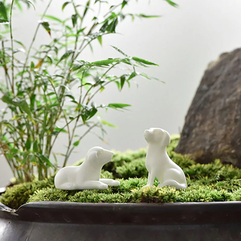 Pure White Ceramic Animal Dog Figurines, Chinese Kung Fu Puer Tea Pet, Porcelain Teaware Ornaments, Crafts Gift