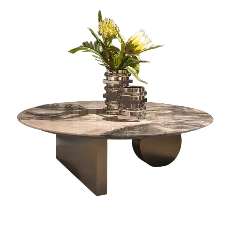 

Natural marble luxury stone coffee table round modern simple light luxury high-end designer coffee table