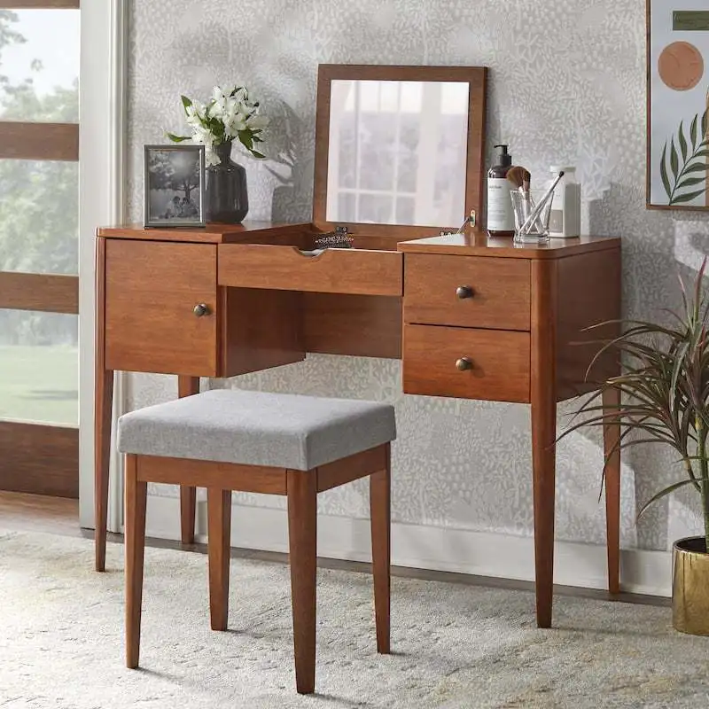 Vintage style bedroom dresser with two pumps and small cabinet