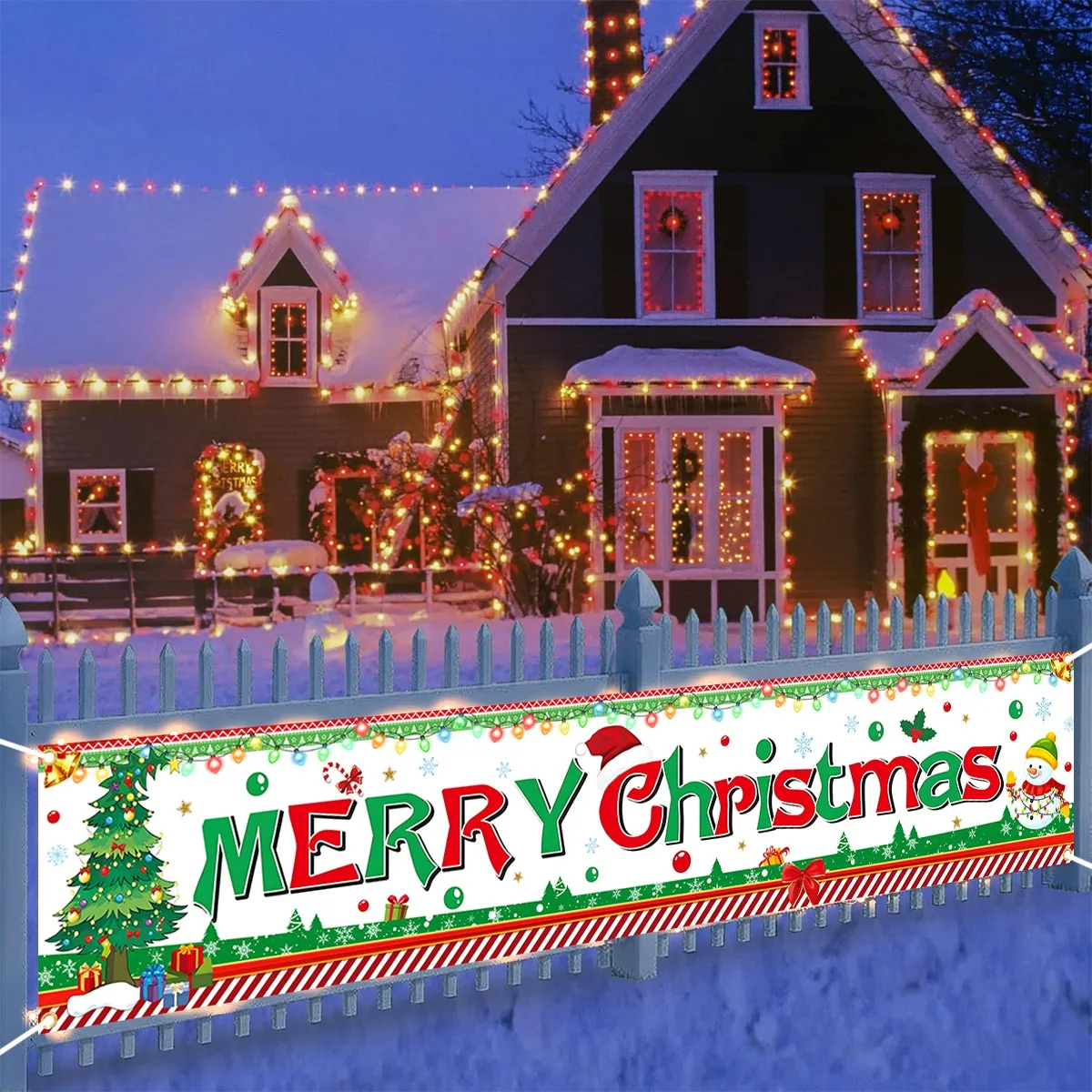 Christmas Tree Banner Christmas Decorations for Home 2025 Indoor Outdoor Decor Xmas Flag Navidad Noel Natal Gifts New Year 2026