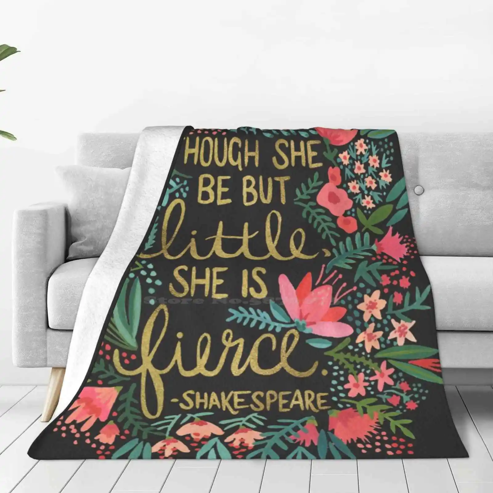 Little & Fierce On Charcoal Shaggy Throw Soft Warm Blanket Sofa/Bed/Travel Love Gifts