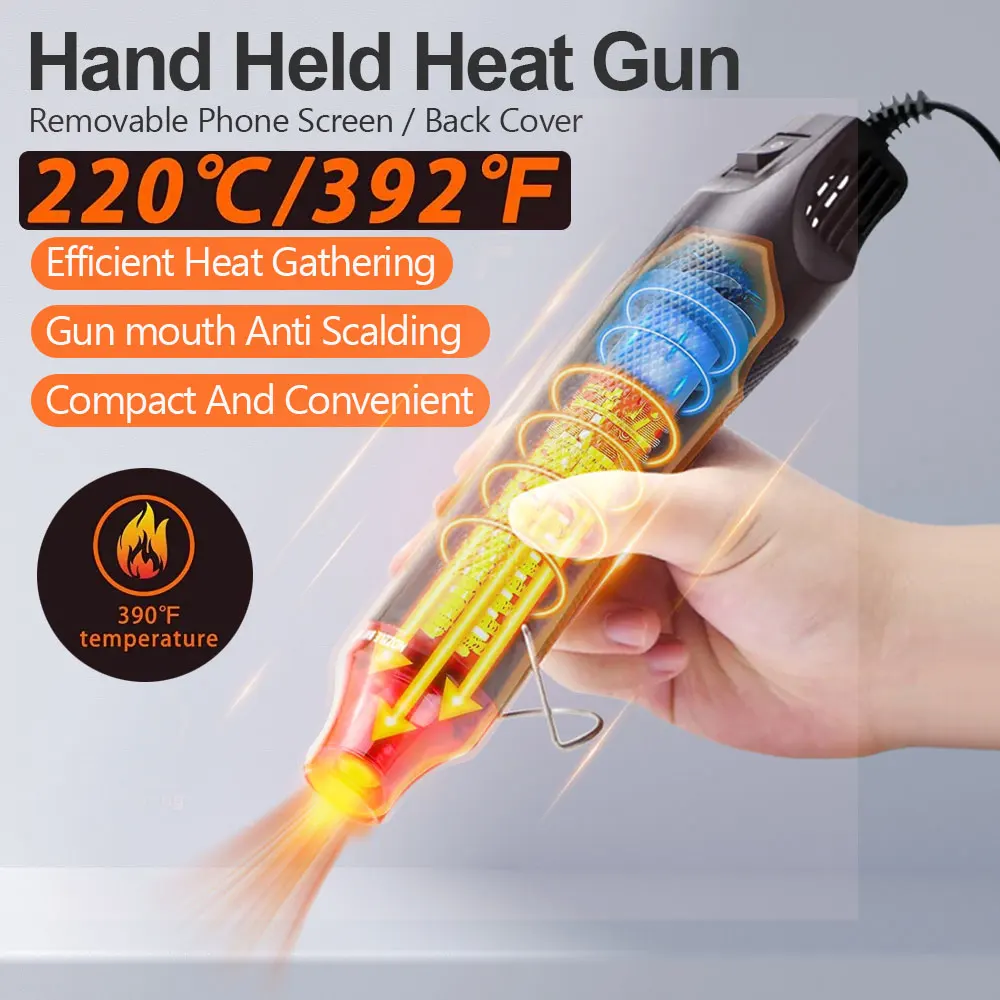 220V DIY Heat Gun Hot Air Gun 300W Electric Power Tool Temperature Gun with Supporting Seat Shrink Plastic heatgun Heating Tool