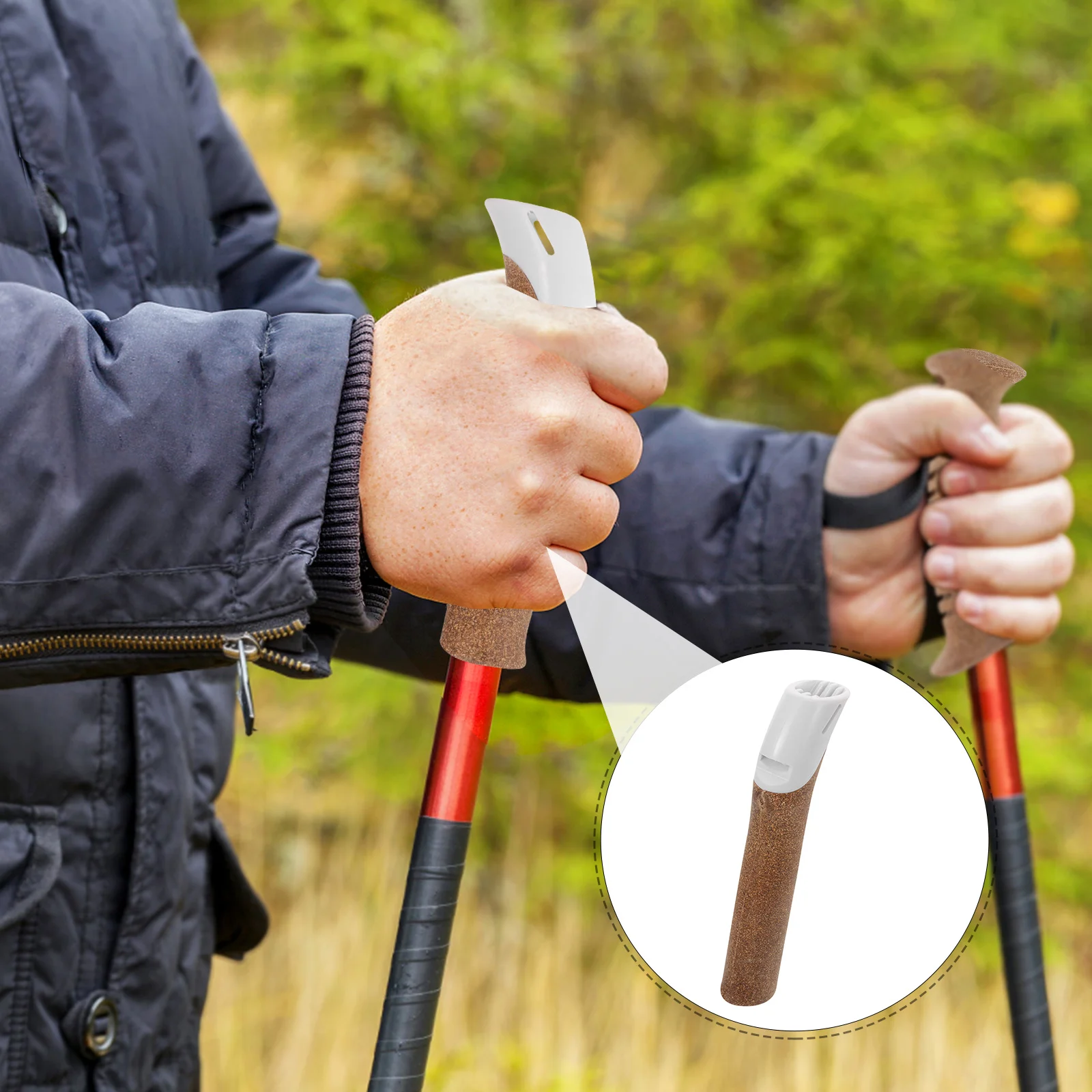 

Cork Hiking Pole Grip Replacement Ergonomic Non-Slip Handle Outdoor Walking Stick Part Shock Absorbing Support