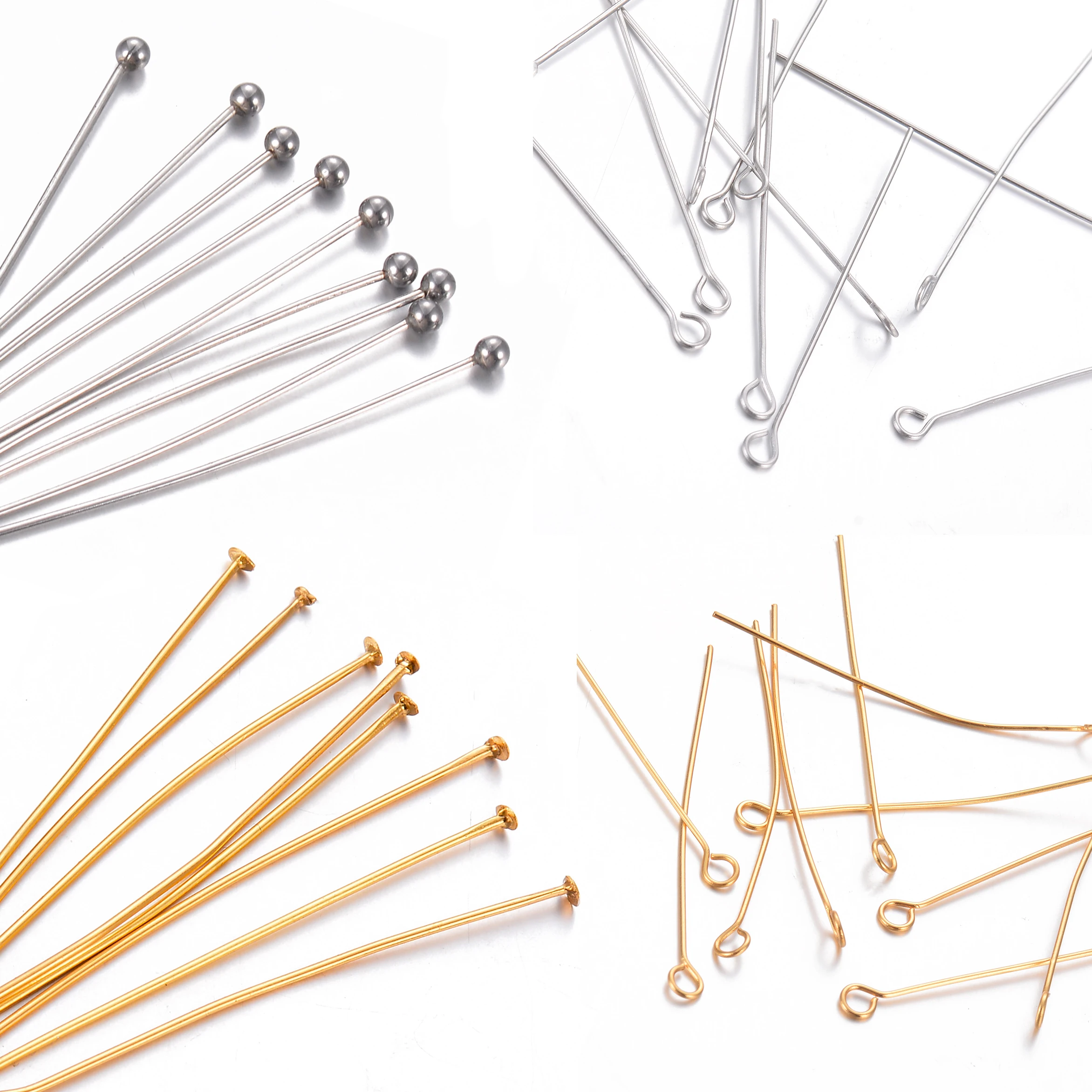100pcs 8 Sizes Stainless Steel Head Pins Golden Silver Ball Head Pin Straight Pins for Beads Earrings Jewelry Making