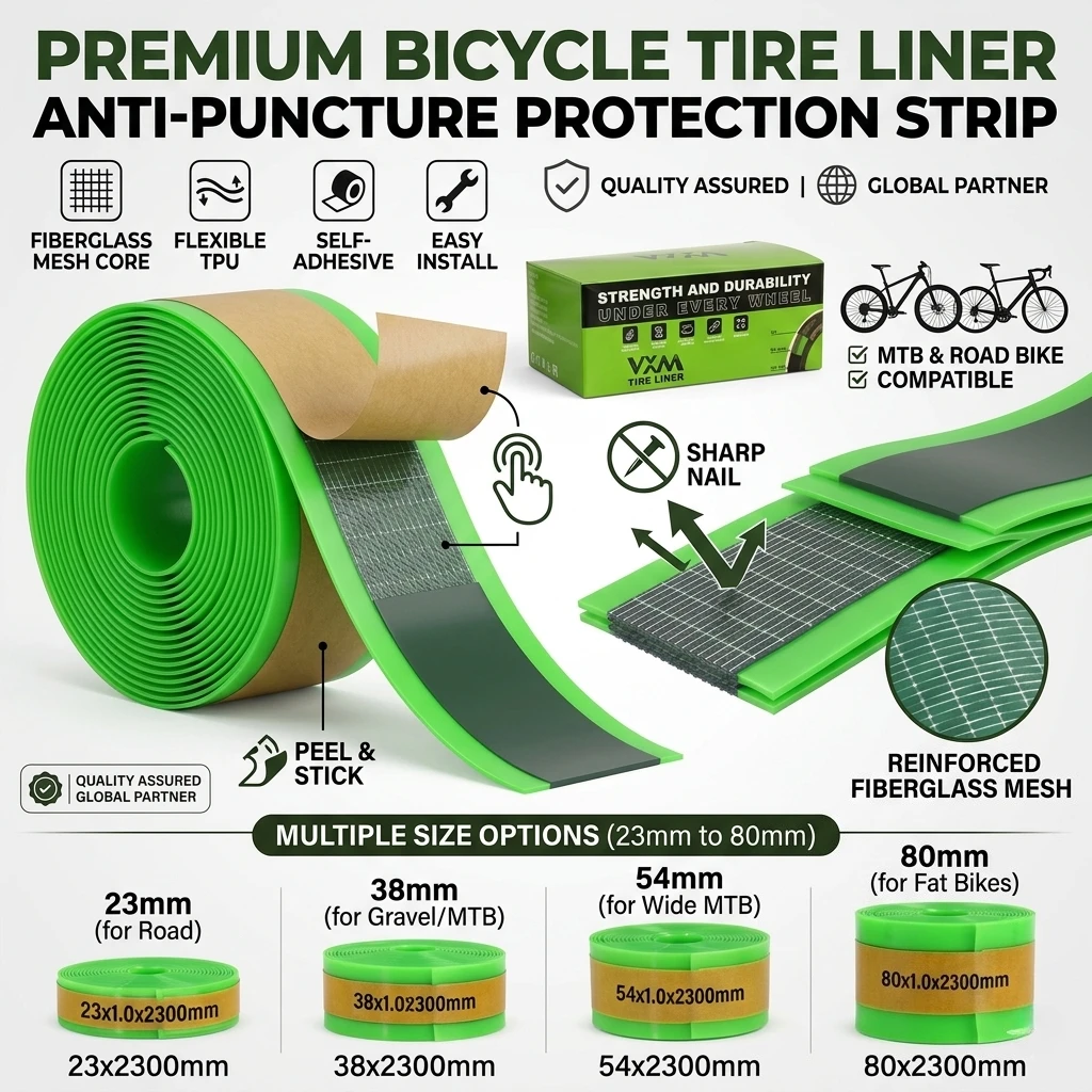 Bicycle Tire Liner Anti-Puncture Protection Strip Self-Adhesive TPU Fiberglass Inner Tube Protector
