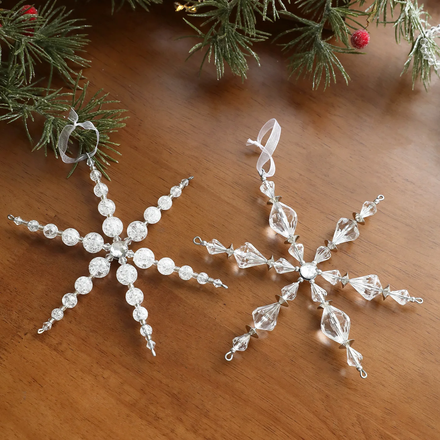 Transparent Acrylic Snowflake Pendant Six-pointed Star High-end Special-shaped Christmas Tree Decoration Pendant Scene Layout