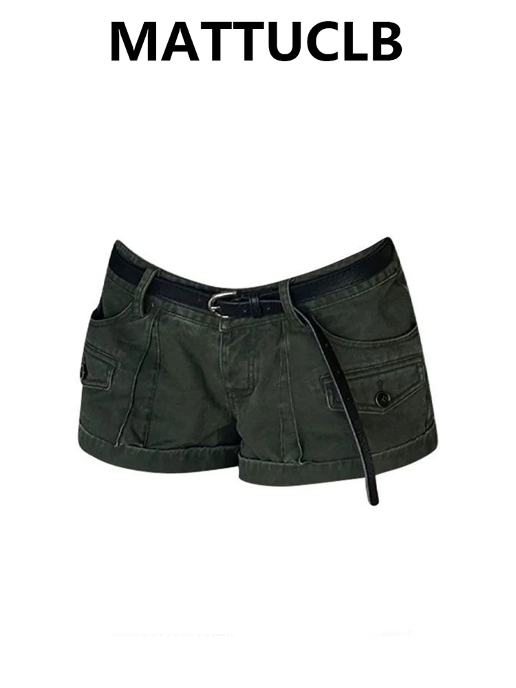 

Summer Women American Vintage Gyaru Cargo Jean Shorts 2000s Japanese Tomboy Low Rise Hot Pants Cleanfit Coquette Kpop Y2K Goblin