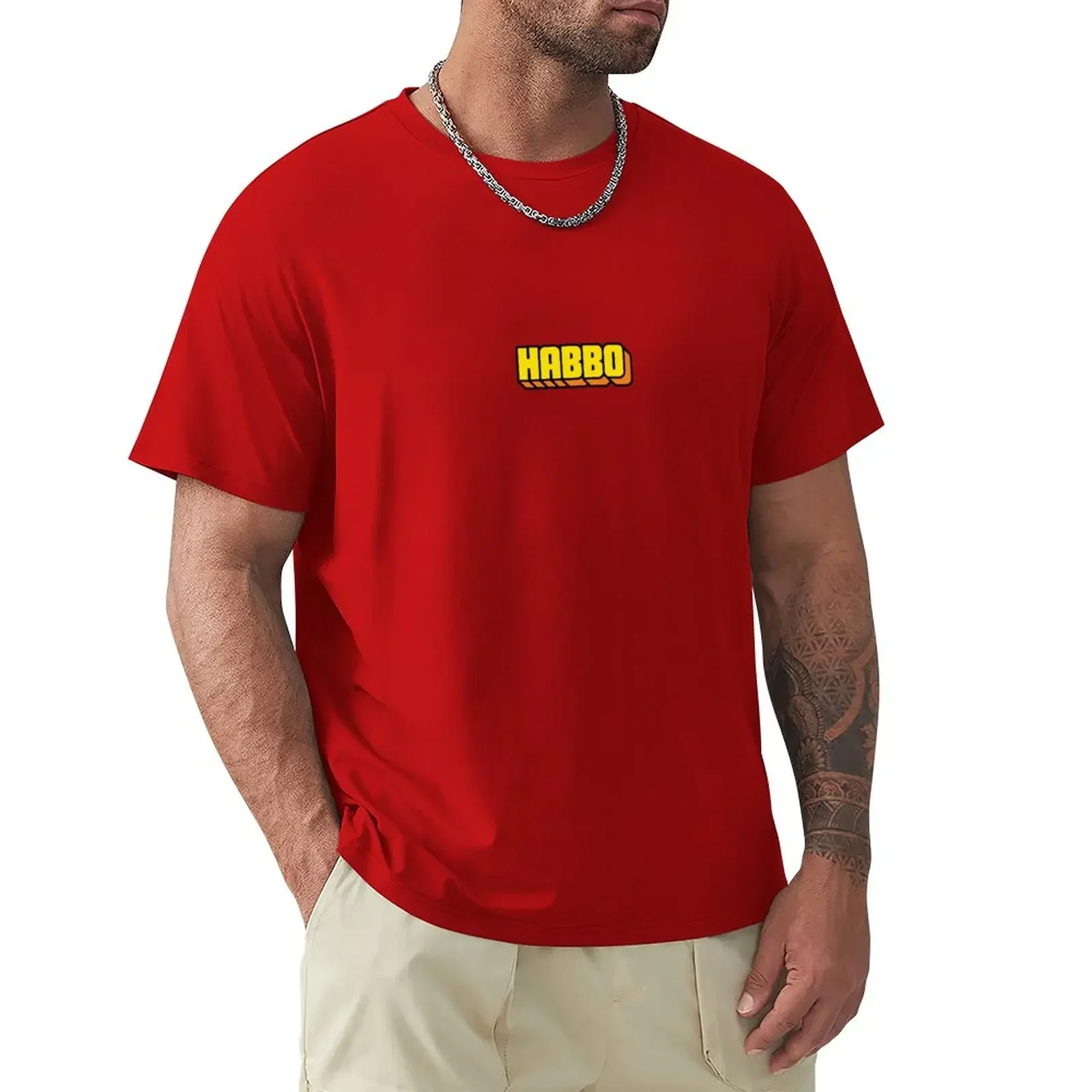 Habbo Hotel - Logo T-Shirt boys animal print anime Men's clothing anime clothes new in tops & tees heavyweight Male Cartoon