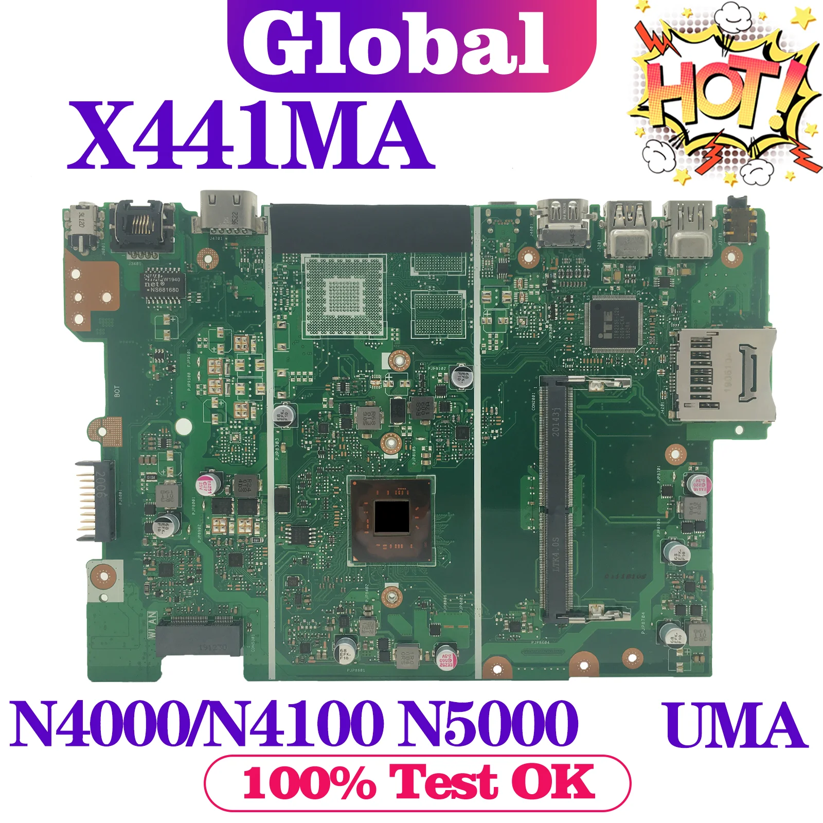 KEFU Scheda Madre Per ASUS X441MB X441MA X441M A441M F441M R441M Scheda Madre Del Computer Portatile N4000/N4100 N5000 V2G/UMA