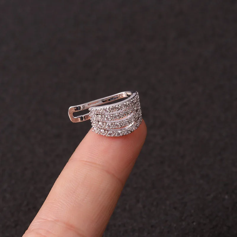 Fashion 1pc Ear Clips without Piercing Cz Ear Cuff Conch Earrings for Women Girls Cartilage Helix Conch Fake Piercing Jewelry