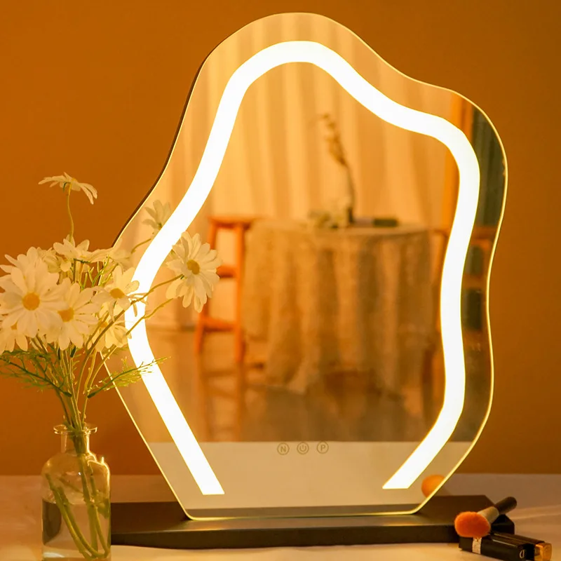 Makeup with lamp dressing table dressing smart beauty mirror desktop LED cloud shape dimming