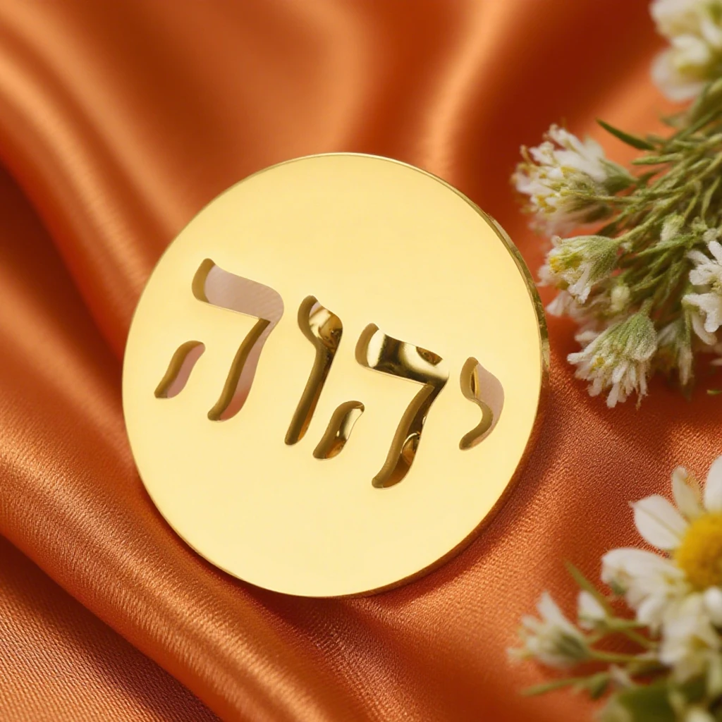 Dawapara Yahweh YHWH broche del alfabeto hebreo alfileres versículo de la Biblia Geova nombre judío de Dios joyería de acero inoxidable