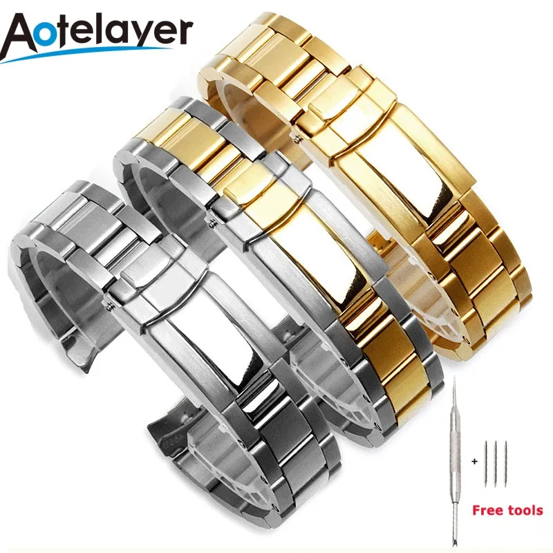 20Mm Roestvrijstalen Horlogeband Metalen Opvouwbare Gesp Horloge Armband Voor Rolex Daytona Gmt Submariner Horloge Accessoires