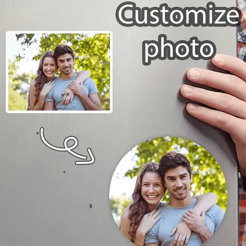 1pc Custom Photo Fridge Magnet Personalized Magnetic Photo Holder Durable Plastic Square Engraved Picture Surface Fridge Magnets